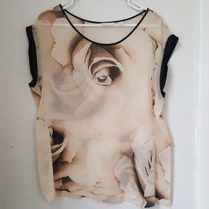 New York & Company sheer rose blouse